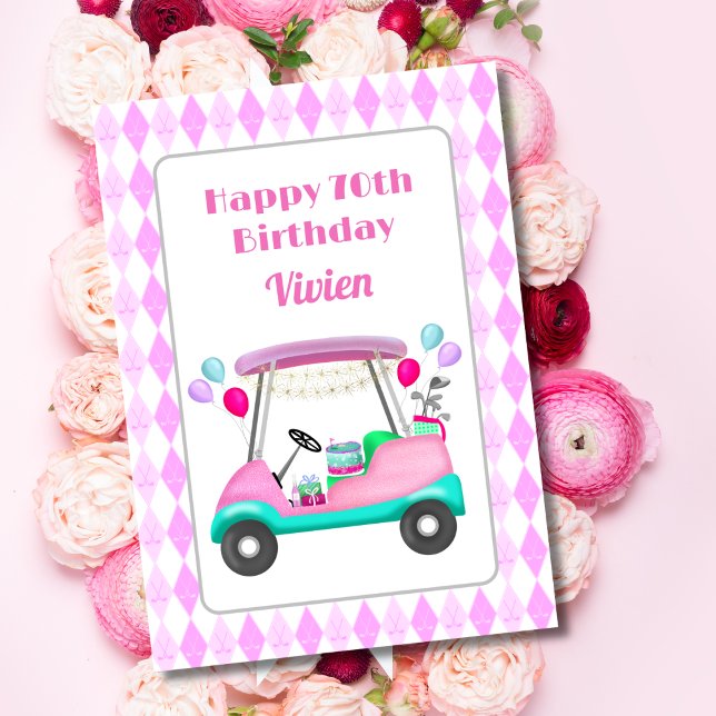 Cartão Feliz aniversário do Carrinho do Partido do Golfe  (A golf who keeps on golfing, this card says it all! )