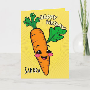 Cartão Feliz Aniversário do Carrot Engraçado