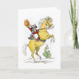 Cartão Feliz aniversário do Cowboy Raccoon!