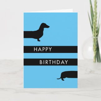 Cartão Feliz Aniversário do Dachshund Azul Engraçado
