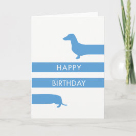 Cartão Feliz Aniversário do Dachshund Azul Engraçado