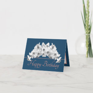 Cartão Feliz Aniversário do Daffodils Brancos Buquês Azul