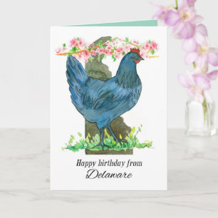 Cartão Feliz Aniversário do Delaware Blue Hen Chicken