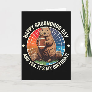 Cartão Feliz aniversário do Dia da Marmota Futebol Engraç