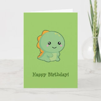 Cartão Feliz Aniversário do Dinossaur Kawaii