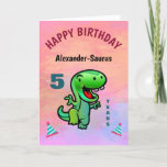 Cartão Feliz aniversário do Dinossauro Verde Personalizad<br><div class="desc">Feliz aniversário do Dinossauro Verde Personalizar Cartão de Nota Tem um dinossauro feliz sorridente para o aniversariante ou menina. É um cartão de aniversário divertido. Personalize-o com a informação da criança.</div>