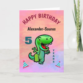 Cartão Feliz aniversário do Dinossauro Verde Personalizad