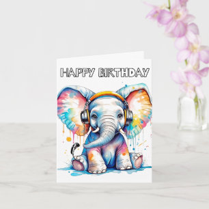 Cartão Feliz Aniversário do Elefante Bons