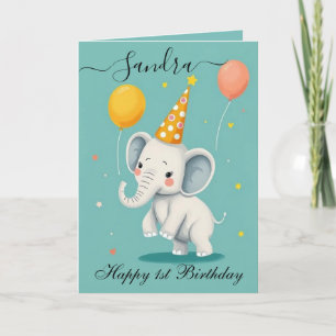 Cartão Feliz Aniversário do Elefante Engraçado