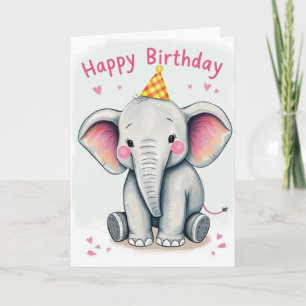 Cartão Feliz Aniversário do Elefante Engraçado