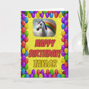 Cartão Feliz Aniversário do fofinho Cute Unicorn