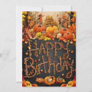 Cartão Feliz Aniversário do Folha de outono do Mágico e C