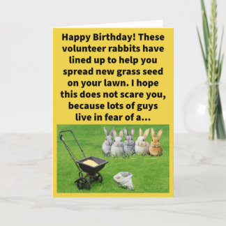 Cartão Feliz Aniversário do Funny Pun Re-Seeding Hare Lin