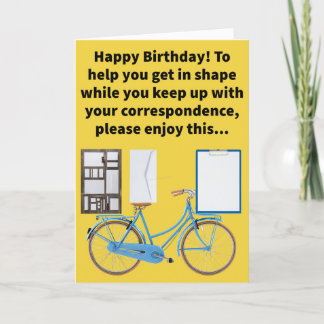Cartão Feliz Aniversário do Funny Pun Stationery Bike