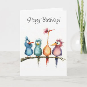Cartão Feliz Aniversário do Grupo de Aves