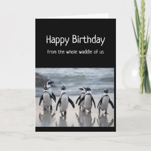 Cartão Feliz Aniversário do Grupo Todo de Pinguins
