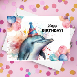 Cartão Feliz Aniversário do Mar de Golfinho
