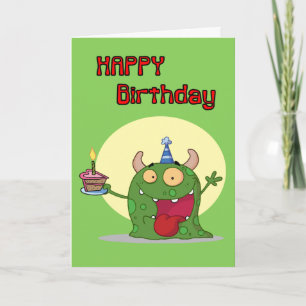 Cartão Feliz Aniversário do Monstro Verde