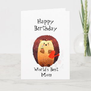 Cartão Feliz Aniversário do Mundo Maior Mãe Hedgehoge Bon