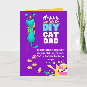 Cartão Feliz aniversário do PAI CAT - Louco com o Homem d