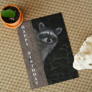 Cartão Feliz Aniversário do Raccoon Foto de Aniversário