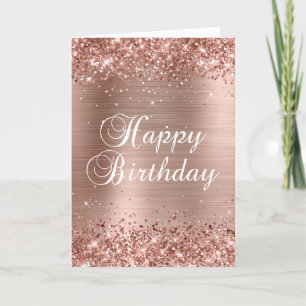 Cartão Feliz Aniversário do Rosa Gold Foil 2