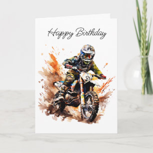Cartão Feliz Aniversário do Sobrinho   Motocross Bike