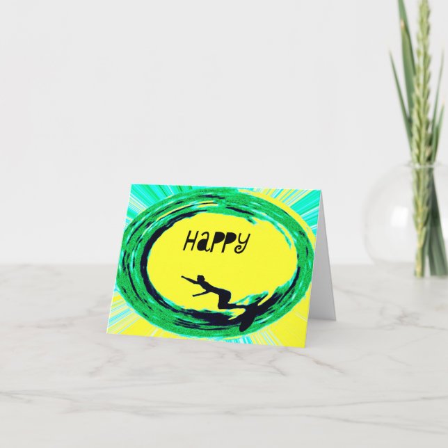 Cartão Feliz aniversário do surfista (Frente)