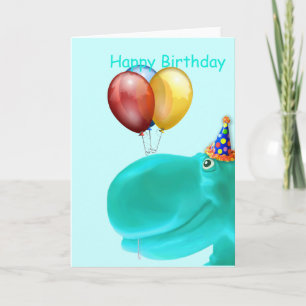 Cartão Feliz aniversário do Teal Hippo