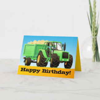 Cartão Feliz Aniversário do Trator de Fazenda Verde Perso