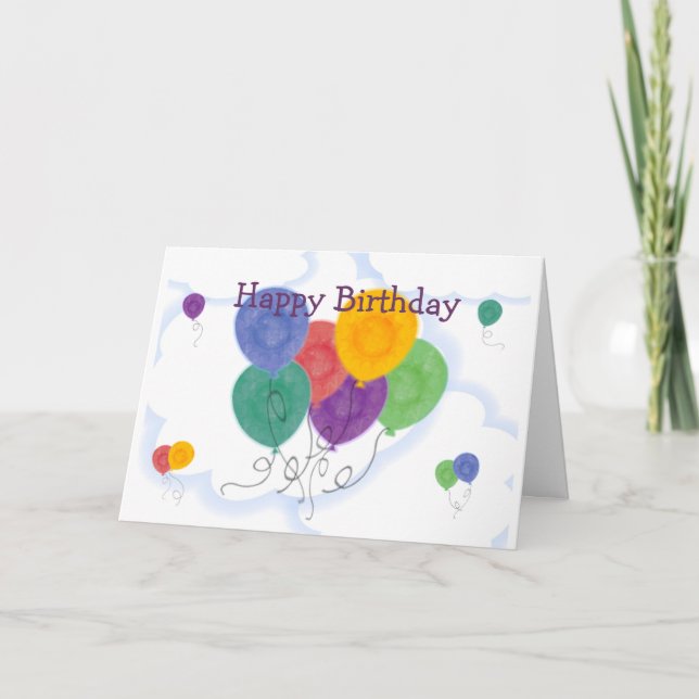 Cartão Feliz aniversário dos balões (Frente)