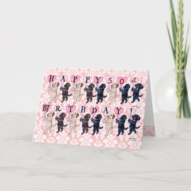 Cartão Feliz aniversário dos Labradores (Frente)