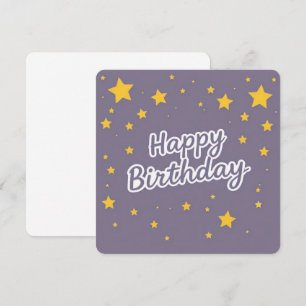 Cartão Feliz aniversário, Douradas estrelas de azul