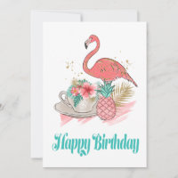 Feliz Aniversário Dourado do Flamingo Rosa Tropica