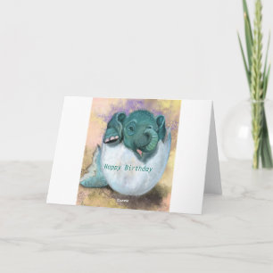 Cartão Feliz Aniversário - Elefante Bebê Que Ove -
