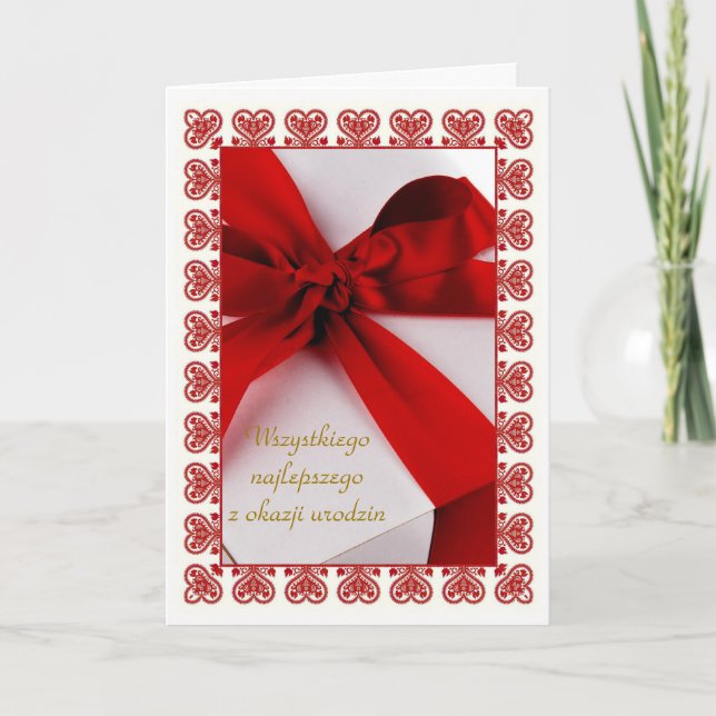 Cartão Feliz aniversário em polonês (Frente)