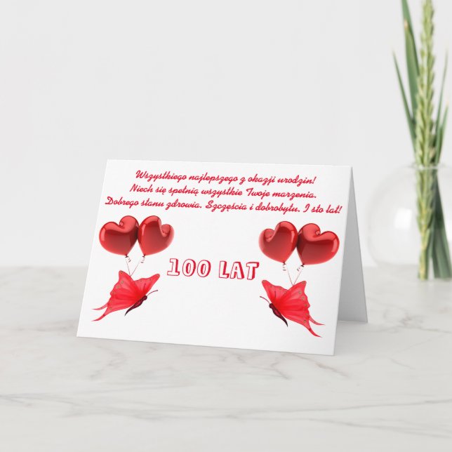 Cartão Feliz aniversário em polonês (Frente)