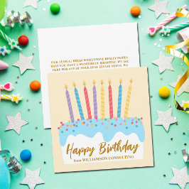 Cartão Feliz Aniversário Empresarial Fofo Personalizado