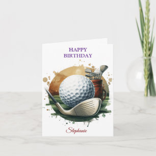 Cartão Feliz Aniversário Engraçado Alavanca de Golfe