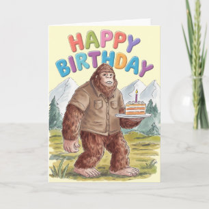 Cartão Feliz Aniversário Engraçado Big Foot Sasquatch