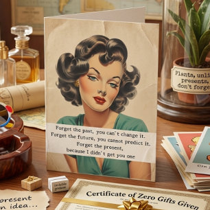 Cartão Feliz Aniversário Engraçado Dizendo Mulher Retro