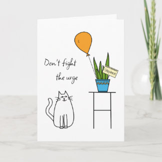 Cartão Feliz Aniversário Engraçado Gato Adicione um Cartã