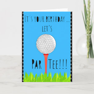 Cartão Feliz Aniversário Engraçado Golfe Deixa Par Chá