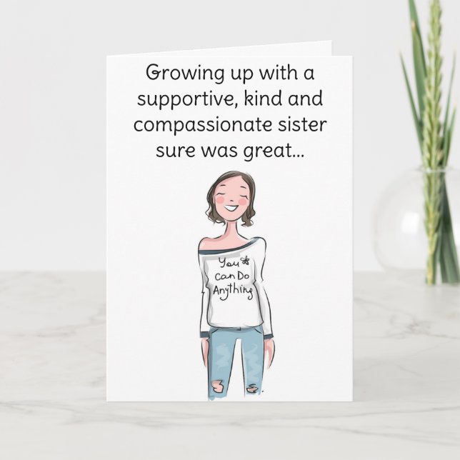 Cartão Feliz Aniversário Engraçado Irmã (Frente)