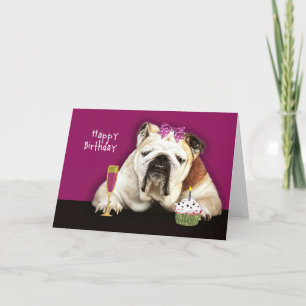 Cartão feliz aniversário, envelhecendo, cachorro engraçad