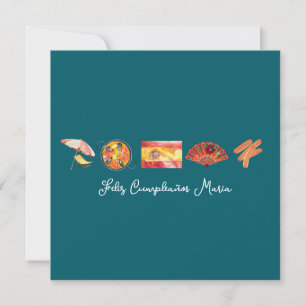 Cartão Feliz Aniversário Espanhol, Espanha Feliz Cumpleañ