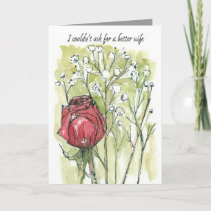 Cartão Feliz aniversário Esposa Rosa vermelha Bebê Respir