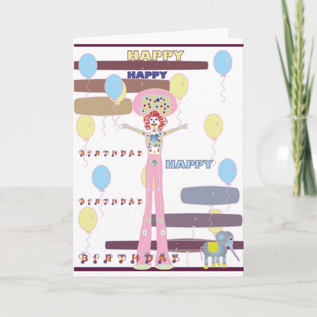 Cartão Feliz Aniversário Estilo de Circo (Frente)