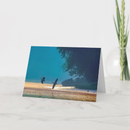 Cartão Feliz Aniversário - Excelente Azul Herões Voam