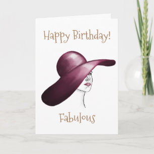Cartão Feliz Aniversário Fabulosa Mulher Elegante Desenho